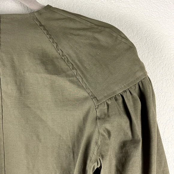 ALC Kendrick Blazer Jacket Womens 4 Green Belted Puff Sleeve Linen Blend Minimal - Picture 16 of 16